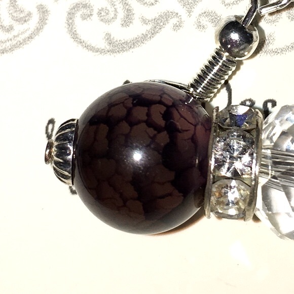 Snakeskin Quartz with Antique Crystal earrings Artesian Handmade - Picture 3 of 6